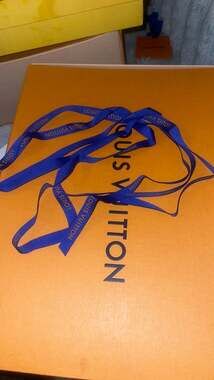 LOUIS VUITTON • Logo Orange & Blue grosgrain ribbon (91cm)